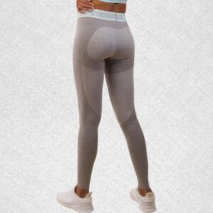Gymshark Flex Leggings Seamless Light Grey Marl/Pale Turquoise Size S